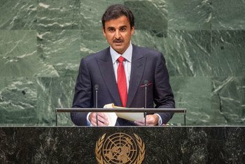 卡塔尔元首埃米尔塔米姆(tamim bin hamad al-thani)在联大第73届会议